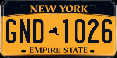 NY license plate GND1026