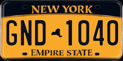 NY license plate GND1040