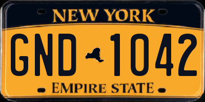 NY license plate GND1042