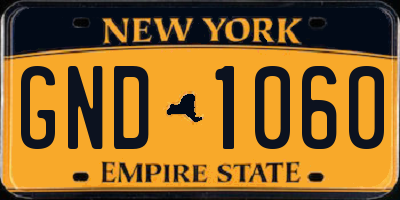 NY license plate GND1060