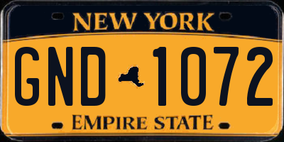 NY license plate GND1072