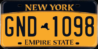 NY license plate GND1098