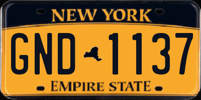 NY license plate GND1137