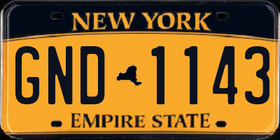 NY license plate GND1143