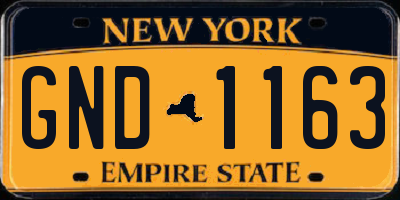 NY license plate GND1163