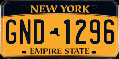 NY license plate GND1296