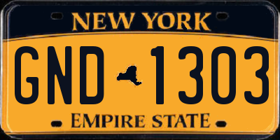 NY license plate GND1303
