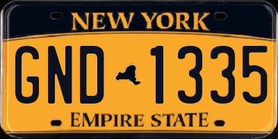 NY license plate GND1335