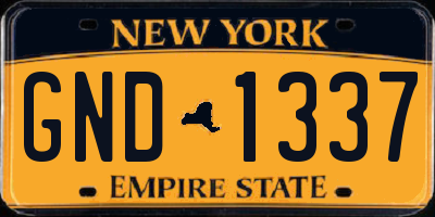 NY license plate GND1337