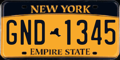 NY license plate GND1345