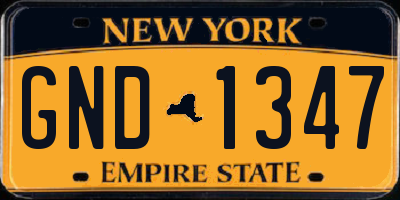 NY license plate GND1347