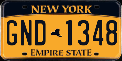NY license plate GND1348