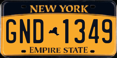 NY license plate GND1349