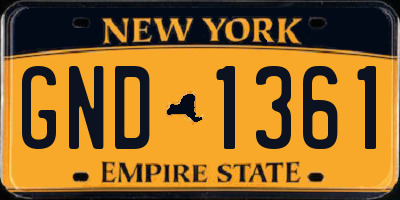 NY license plate GND1361