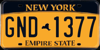 NY license plate GND1377