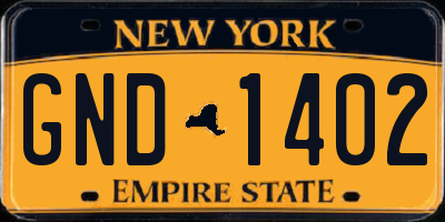 NY license plate GND1402