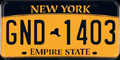 NY license plate GND1403