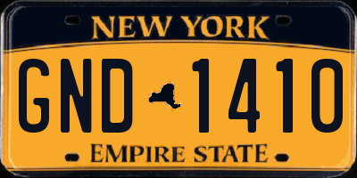 NY license plate GND1410