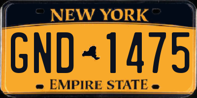 NY license plate GND1475