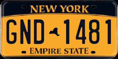 NY license plate GND1481