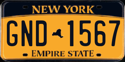 NY license plate GND1567