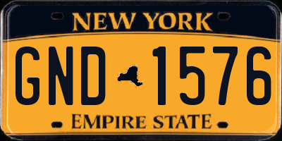 NY license plate GND1576