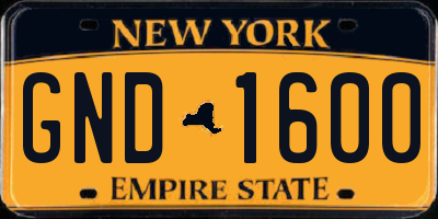 NY license plate GND1600