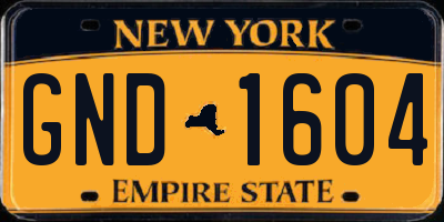 NY license plate GND1604