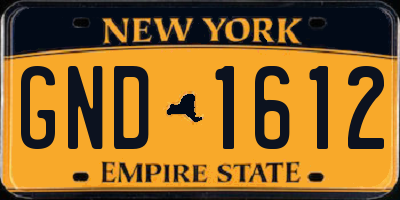 NY license plate GND1612