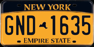 NY license plate GND1635
