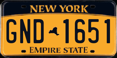 NY license plate GND1651