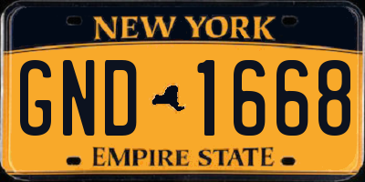 NY license plate GND1668