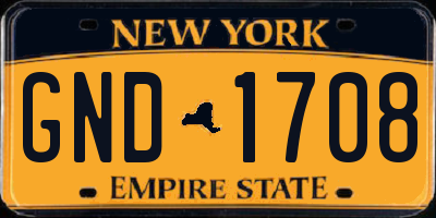 NY license plate GND1708