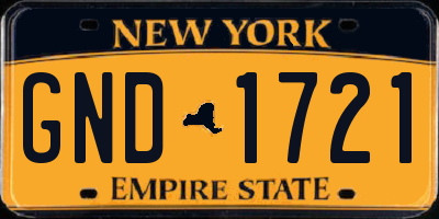 NY license plate GND1721