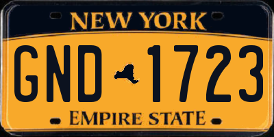 NY license plate GND1723