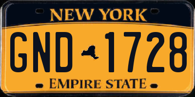 NY license plate GND1728
