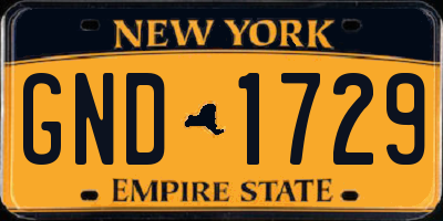 NY license plate GND1729