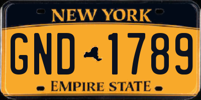 NY license plate GND1789