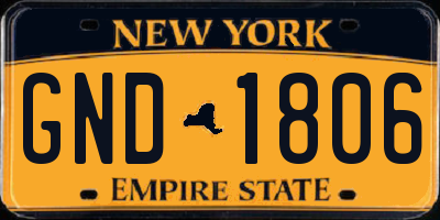 NY license plate GND1806