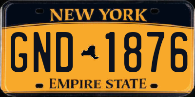 NY license plate GND1876