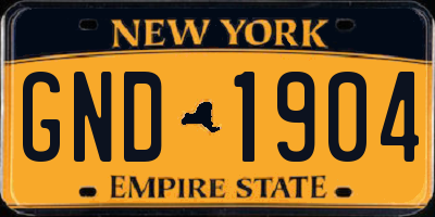 NY license plate GND1904