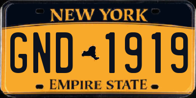 NY license plate GND1919