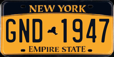 NY license plate GND1947