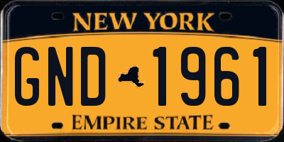 NY license plate GND1961