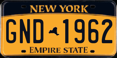 NY license plate GND1962