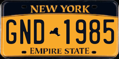 NY license plate GND1985