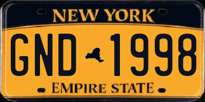 NY license plate GND1998