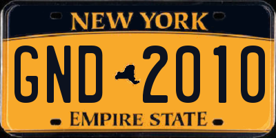 NY license plate GND2010