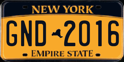 NY license plate GND2016