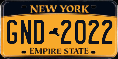NY license plate GND2022